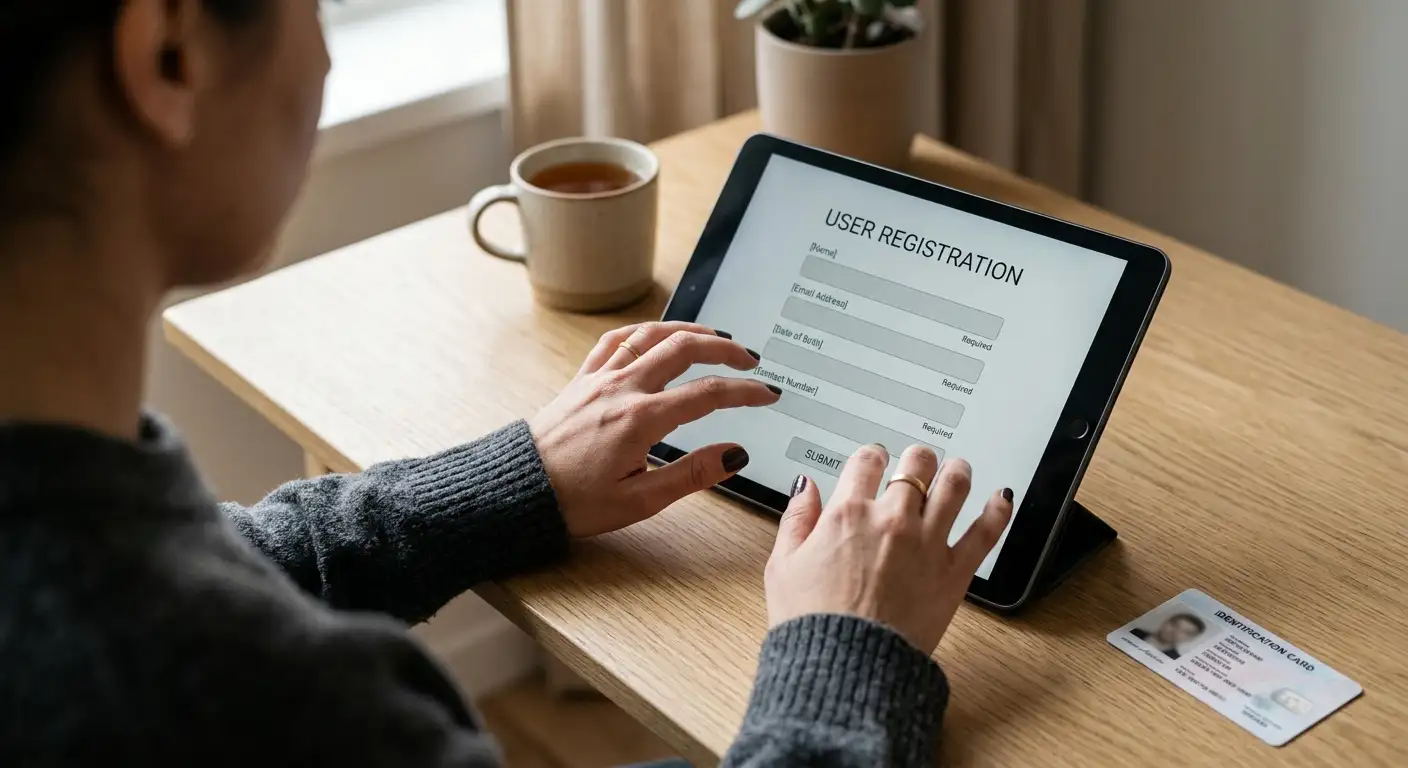 Vyplňování registračního formuláře pro aktivaci vstupního bonusu